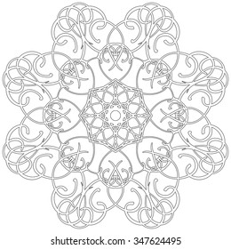 Black and white abstract circular pattern mandala.