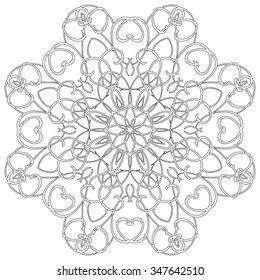 Black and white abstract circular pattern mandala.