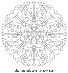 Black and white abstract circular pattern mandala.