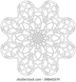 Black and white abstract circular pattern mandala.