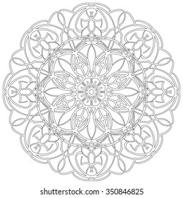 Black and white abstract circular pattern mandala.
