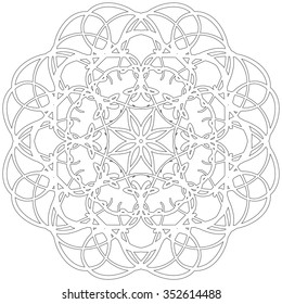 Black and white abstract circular pattern mandala.