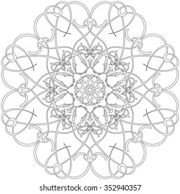 Black and white abstract circular pattern mandala.
