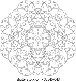 
Black and white abstract circular pattern mandala.
