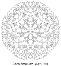 Black and white abstract circular pattern mandala. 