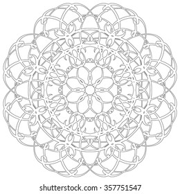 Black and white abstract circular pattern mandala.

