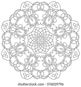 Black and white abstract circular pattern mandala.