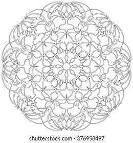 Black and white abstract circular pattern mandala.