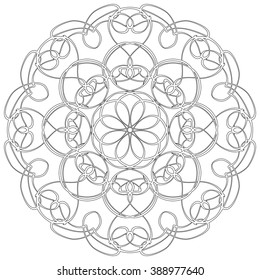 Black and white abstract circular pattern mandala.