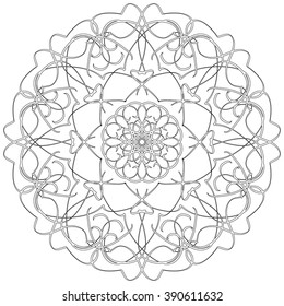 Black and white abstract circular pattern mandala.