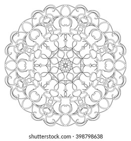 Black and white abstract circular pattern mandala.