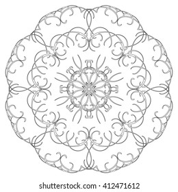 Black and white abstract circular pattern mandala.