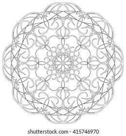 Black and white abstract circular pattern mandala.