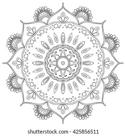 Black and white abstract circular pattern. Paint itself.