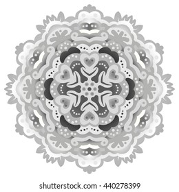 Black and white abstract circular pattern mandala.