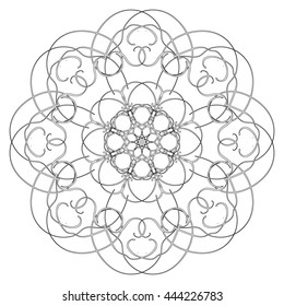 Black and white abstract circular pattern mandala.