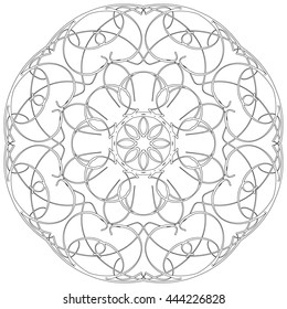 Black and white abstract circular pattern mandala.