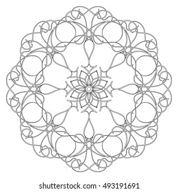 Black and white abstract circular pattern mandala.