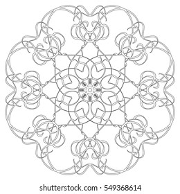 Black and white abstract circular pattern mandala.