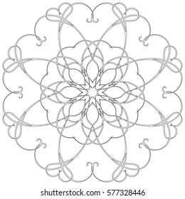 Black and white abstract circular pattern mandala.