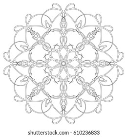 Black and white abstract circular pattern mandala.