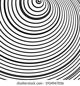 black and white abstract concentric striped circular patterned shape .