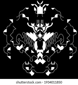 black and white abstract contour drawing angel