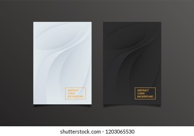 black and white abstract curve background. A4  paper size, CMYK color