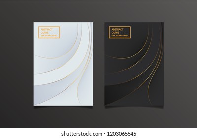 black and white abstract curve background. A4  paper size, CMYK color