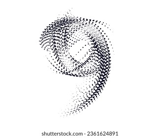 un diseño abstracto en blanco y negro con forma de puntos 9, punto de efecto de onda, logotipo de serpiente, símbolo vector