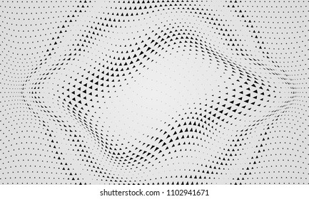 Black and white abstract design element modern halftone effect background of dots with illusion of distortion, jellyfish of dots background.
