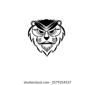 Black and white abstract design of lion head