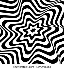 Diseño abstracto en blanco y negro. Arte óptico. Vector.	
