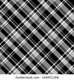 Black white abstract diagonal fabric texture seamless. Vector illustration.