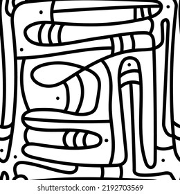 Black and white abstract doodle seamless pattern,freehand line drawing,Vector illustration.Modern abstract background for any design.Monochrome seamless texture in doodle style