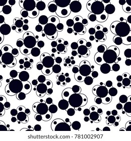 Black and white abstract dot vector seamless pattern background