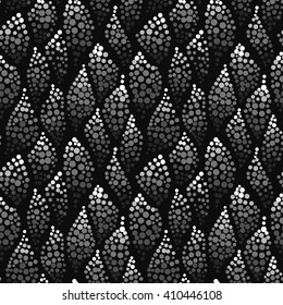 Black and white abstract dots seamless pattern. Dotted background for design. Hand drawn vector wallpaper. 