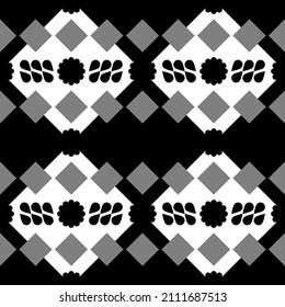 Black and White Abstract ethnic geometric pattern design Embroidery on fabric. Patchwork texture. Weaving. Traditional ornament.