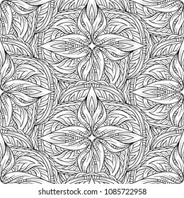 Black and white abstract ethnic seamless pattern.