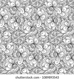 Black and white abstract ethnic seamless pattern.