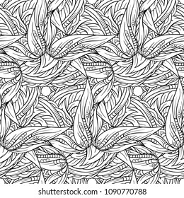Black and white abstract ethnic seamless pattern.