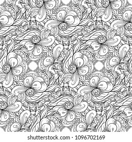 Black and white abstract ethnic seamless pattern.