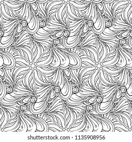 Black and white abstract ethnic seamless pattern.