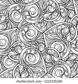 Black and white abstract ethnic seamless pattern.