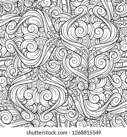 Black and white abstract ethnic seamless pattern.