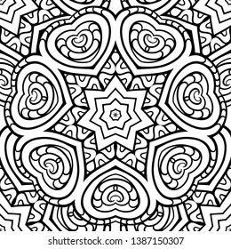 Black and white abstract ethnic seamless pattern.