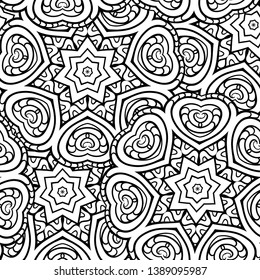 Black and white abstract ethnic seamless pattern.