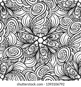 Black and white abstract ethnic seamless pattern.