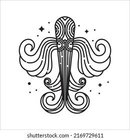 black and white abstract flaying fish logo