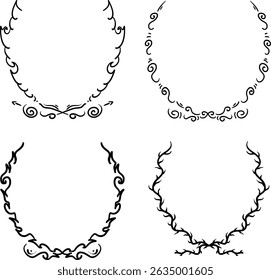 black and white abstract floral decorative ornaments or motifs